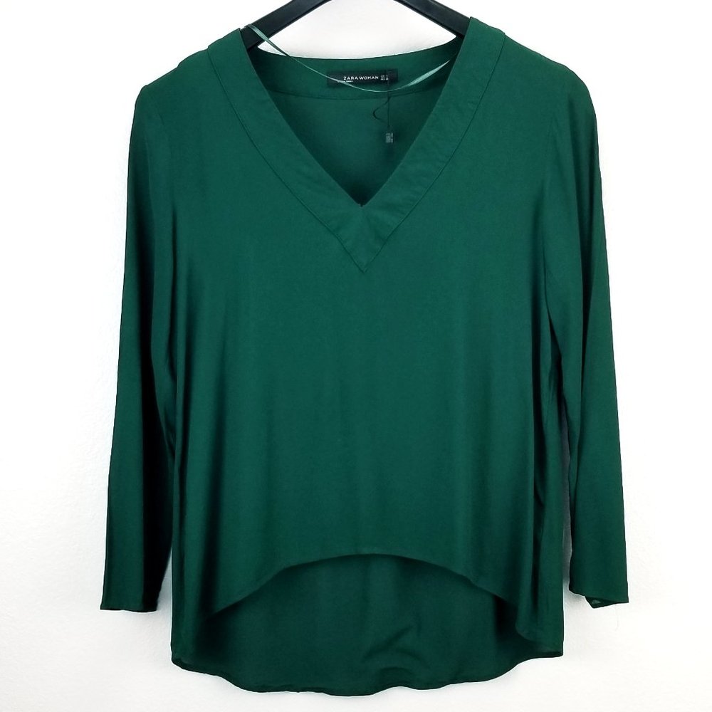 Zara Viscose Forest Green Blouse